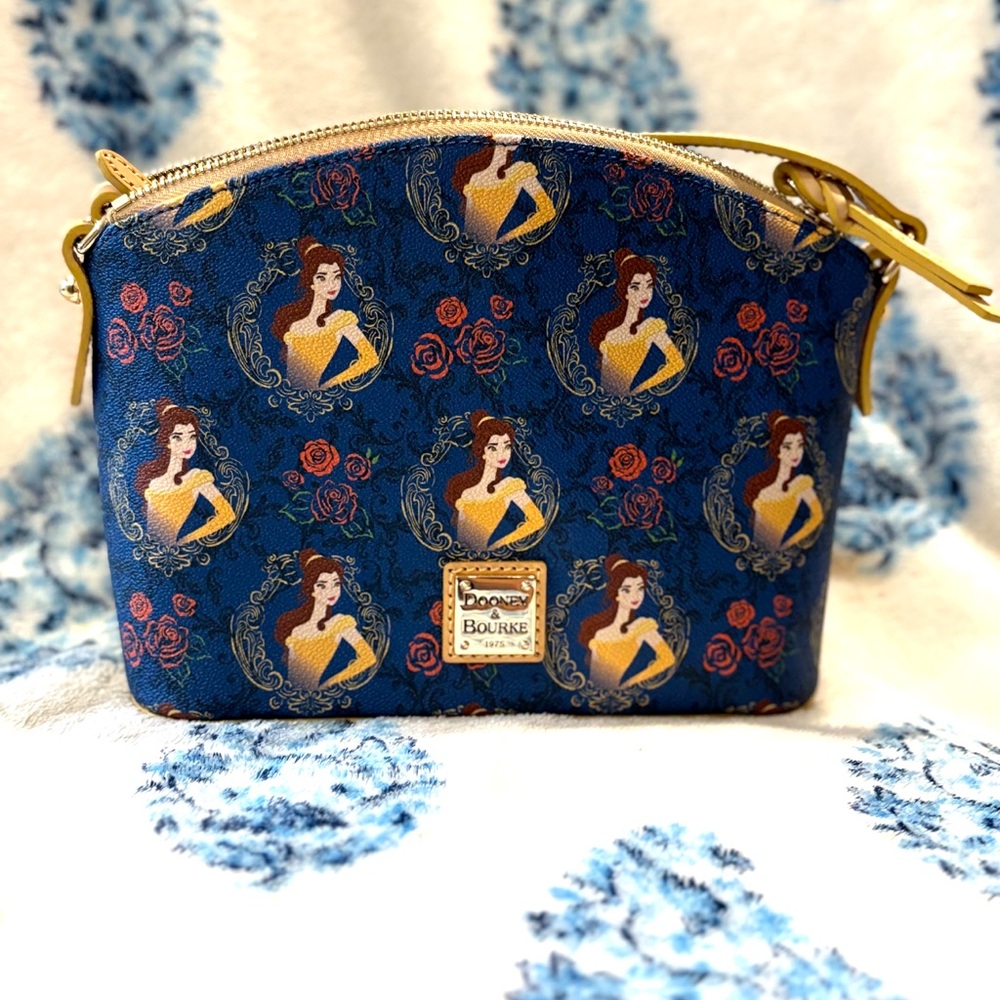 Dooney & Bourke Blue and Yellow Crossbody Bag with Elegant Pattern